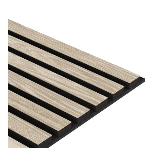 Fornirowany Panel Akustyczny Dąb Bielony, czarny filc LEO 28 x 240 cm