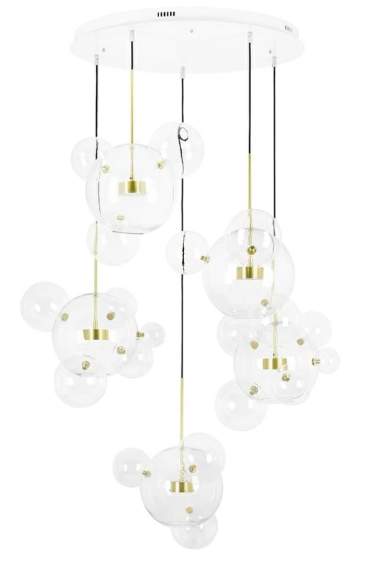 MOOSEE Lampa wisząca CAPRI DISC 5 złota   - 300 LED, aluminium, szkło