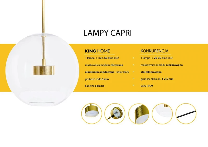 MOOSEE Lampa wisząca CAPRI DISC 5 złota   - 300 LED, aluminium, szkło 2