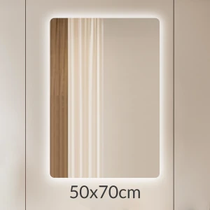 Lustro 50x70cm podświetlane LED Glow prostokąt zaokrąglone rogi (LP-47)