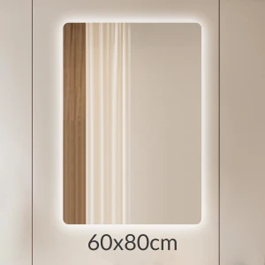 Lustro 60x80cm podświetlane LED Glow prostokąt zaokrąglone rogi (LP-47)