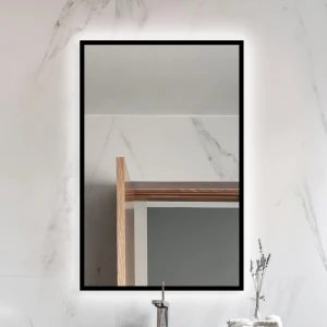 Lustro prostokątne Lupo Black w czarnej ramce z podświetleniem LED