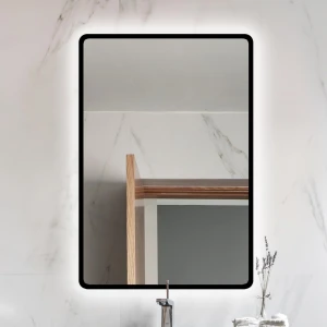Lustro prostokątne Luna Black w czarnej ramce z podświetleniem LED