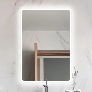Lustro prostokątne Luna White w białej ramce z podświetleniem LED