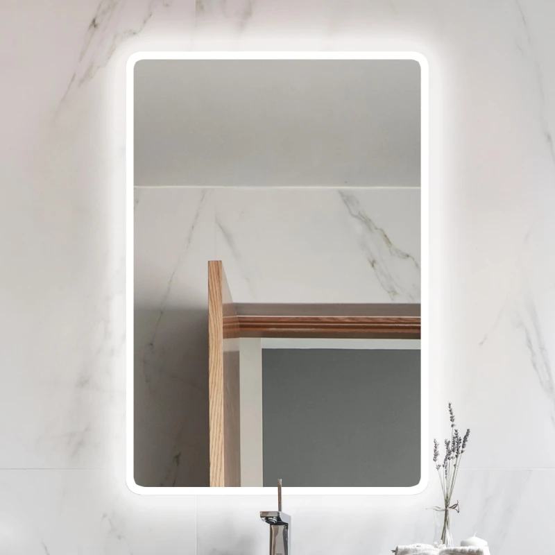 Lustro prostokątne Luna White w białej ramce z podświetleniem LED.jpg
