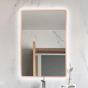 Lustro prostokątne Luna Copper w miedzianej ramie z podświetleniem LED