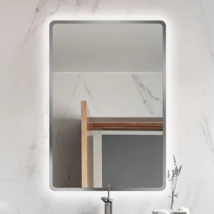 Lustro prostokątne Luna Silver w srebrnej ramie z podświetleniem LED