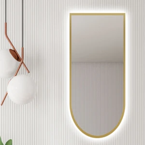 Lustro Mitra Gold z podświetleniem LED w złotej ramie