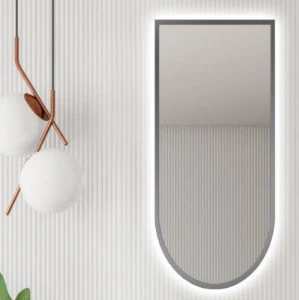 Lustro Mitra Silver z podświetleniem LED w srebrnej ramie