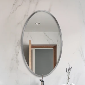 Lustro Owalne Dalma Silver w srebrnej ramie MDF