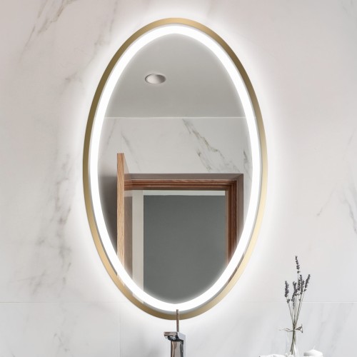 Lustro Owalne Puro Elipsa Gold z podświetleniem LED
