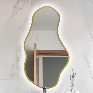 Lustro Organiczne Tora Gold z podświetleniem LED