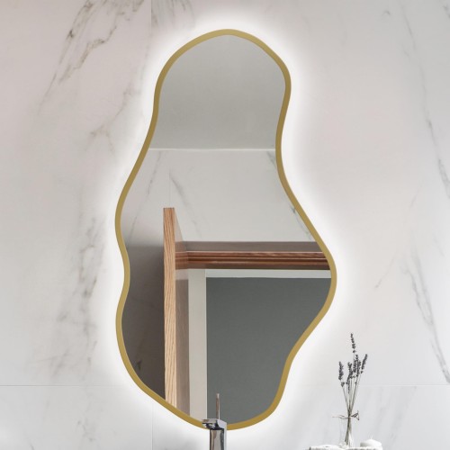 Lustro Organiczne Tora Gold z podświetleniem LED