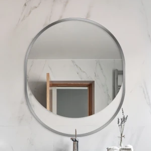Lustro okrągłe Gap Silver w srebrnej ramie MDF
