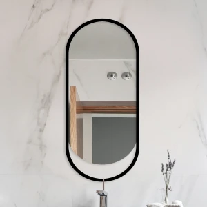 Lustro Owalne Hola Black w czarnej ramie MDF
