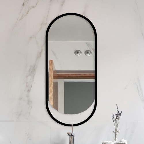 Lustro Owalne Hola Black w czarnej ramie MDF