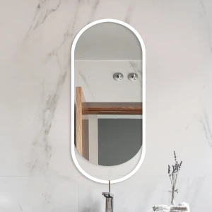 Lustro Owalne Hola White w białej ramie MDF