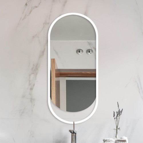 Lustro Owalne Hola White w białej ramie MDF