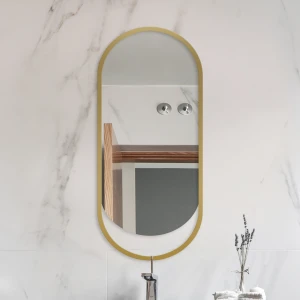 Lustro Owalne Hola Gold w złotej ramie MDF