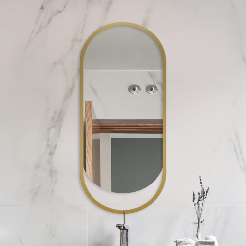 Lustro Owalne Hola Gold w złotej ramie MDF