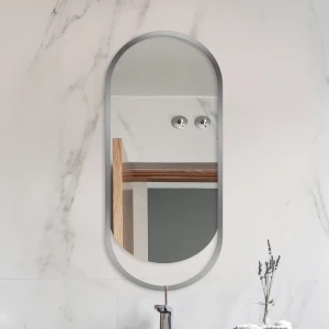 Lustro Owalne Hola Silver w srebrnej ramie MDF
