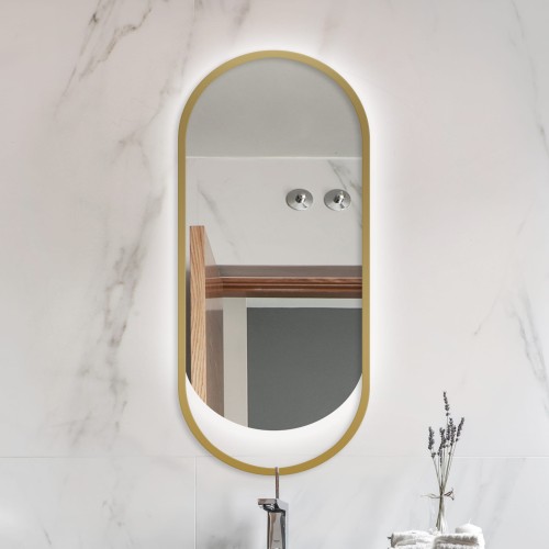 Lustro Owalne Hola Gold z podświetleniem LED