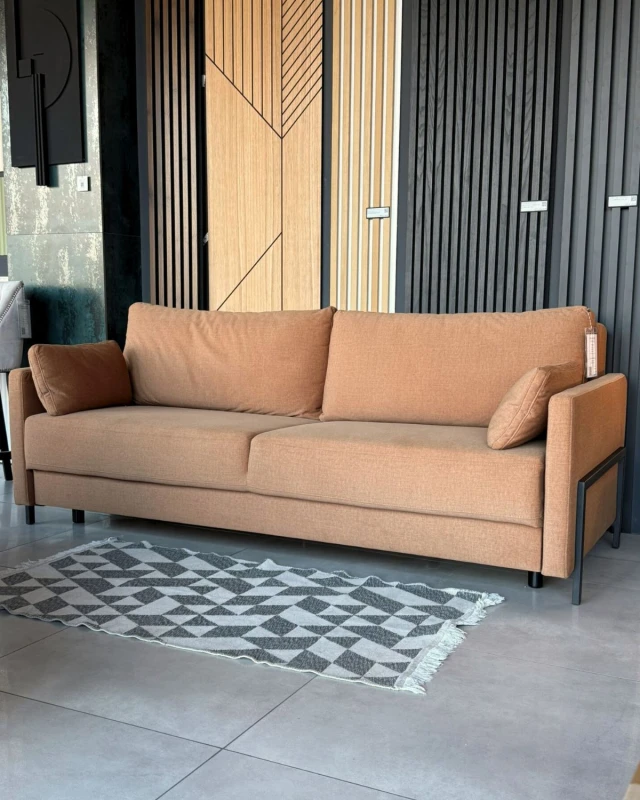 sofa maya 06 fargotex kolor rudy, pomarańczowy, welur, funkcja spania