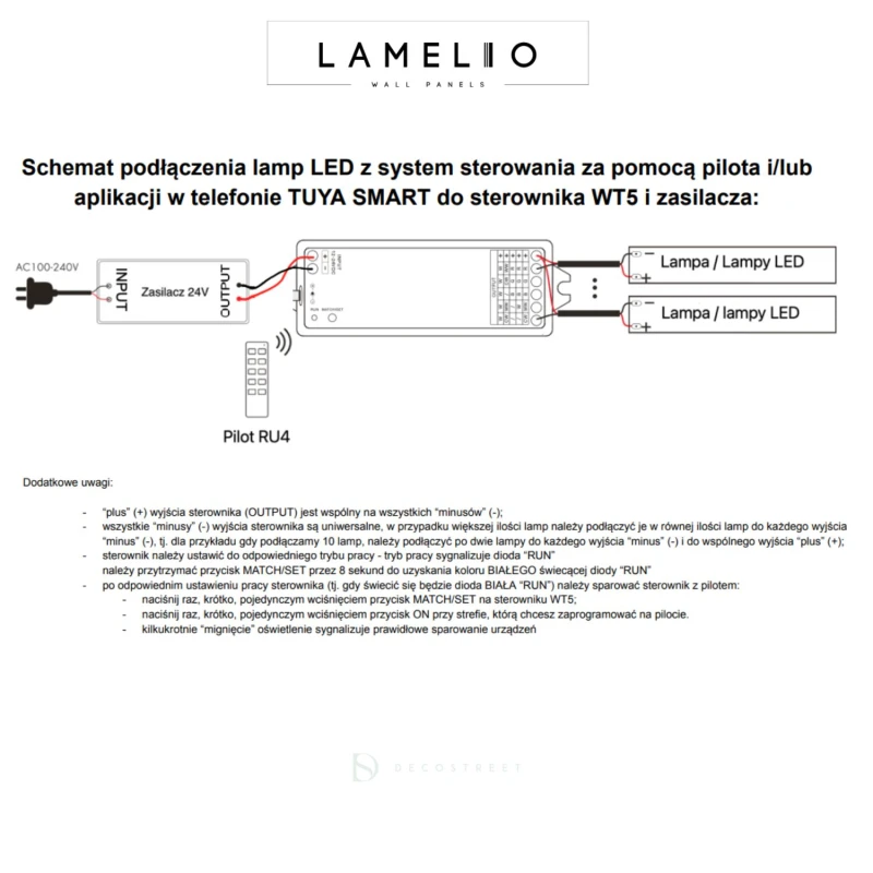 lampy led do lameli lamelio - zasilacz  pilot aplikacja tuya smart