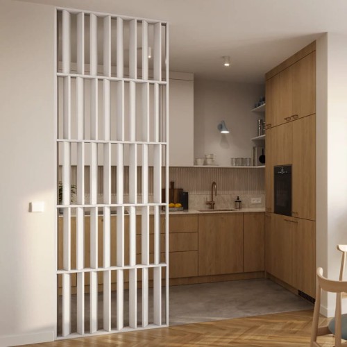 Ścianka z lameli Japandi - Biała - gotowy zestaw L3D