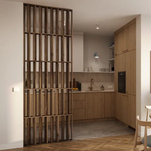 Ścianka z lameli Japandi - Orzech - gotowy zestaw L3D