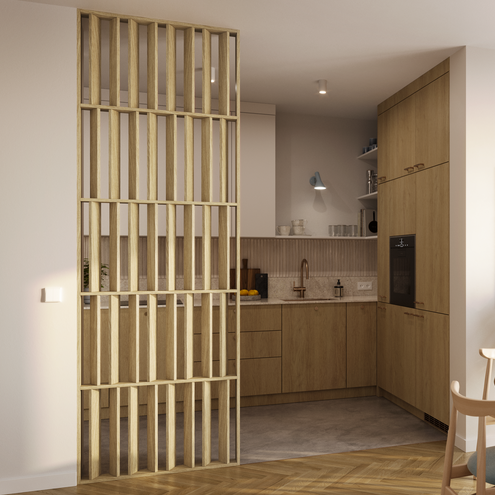 Ścianka z lameli Japandi - Dąb Europejski - gotowy zestaw L3D