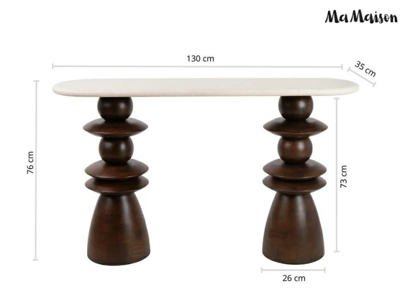 MaMaison konsola RONDA 130 drewno mango   / marmur 10