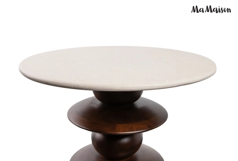 MaMaison stolik RONDA 50 drewno mango /   marmur 2